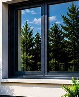 Fenêtre deux vantaux anthracite posée sur une façade enduite