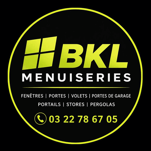 Logo BKL Menuiseries : fenêtres, portes, volets, portes de garage, portails, stores, pergolas